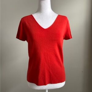 Talbots Orange V-Neck Short Sleeve Sweater